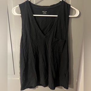 Black V neck Madewell pocket tank top